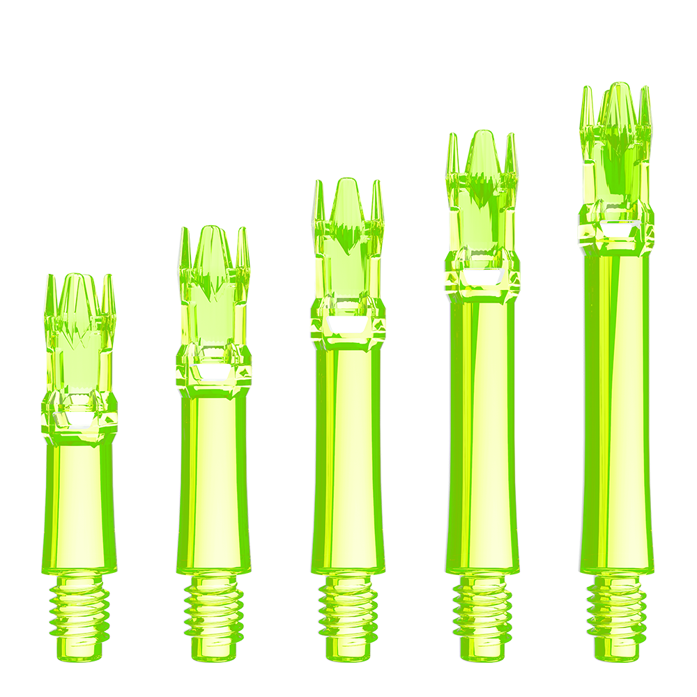 L-Style L-System spare shafts in Neon Yellow shown across the length range
