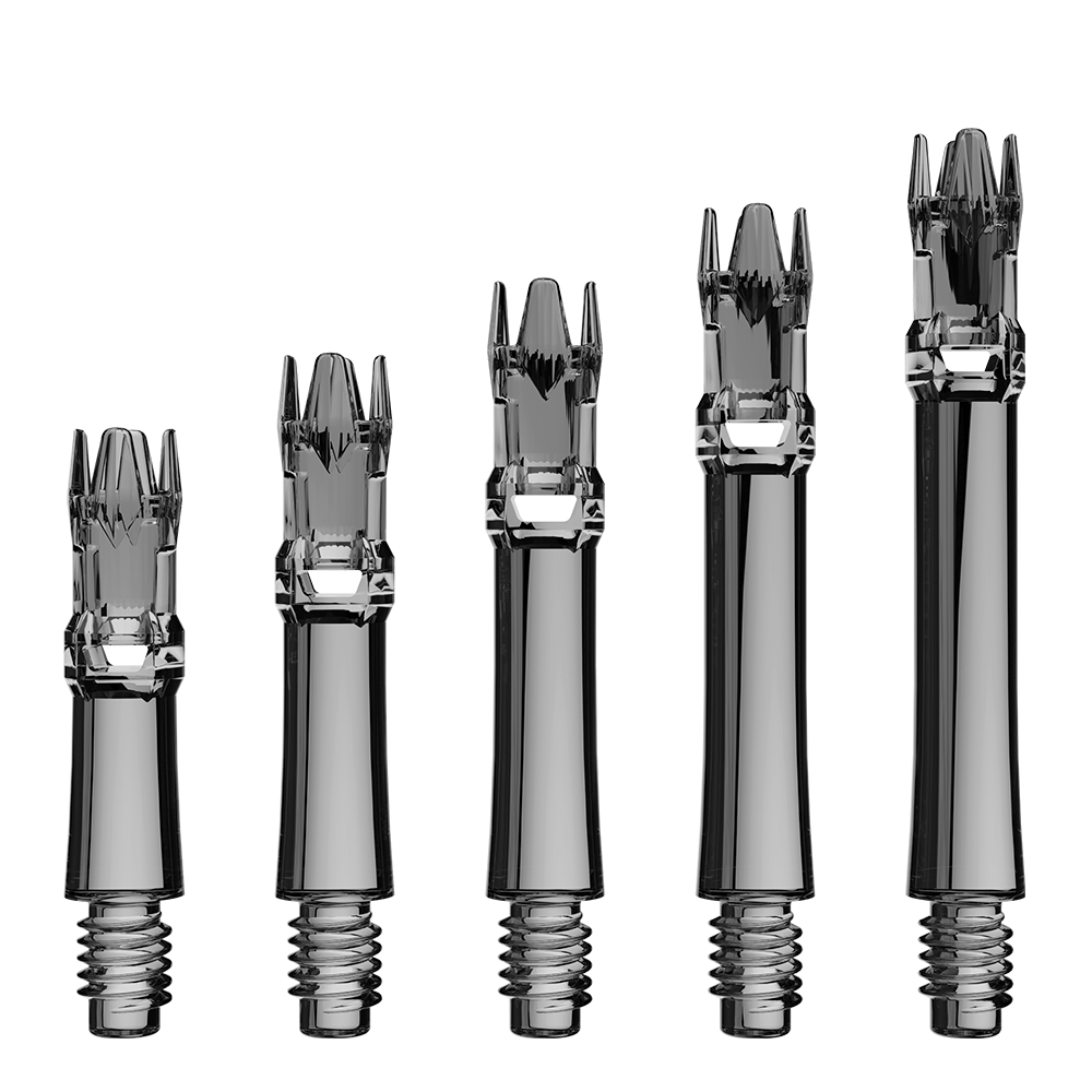 L-Style L-System spare shafts in Clear Black shown across the length range