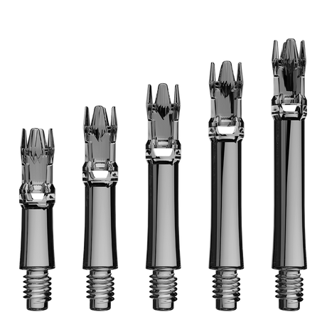 L-Style L-System spare shafts in Clear Black shown across the length range