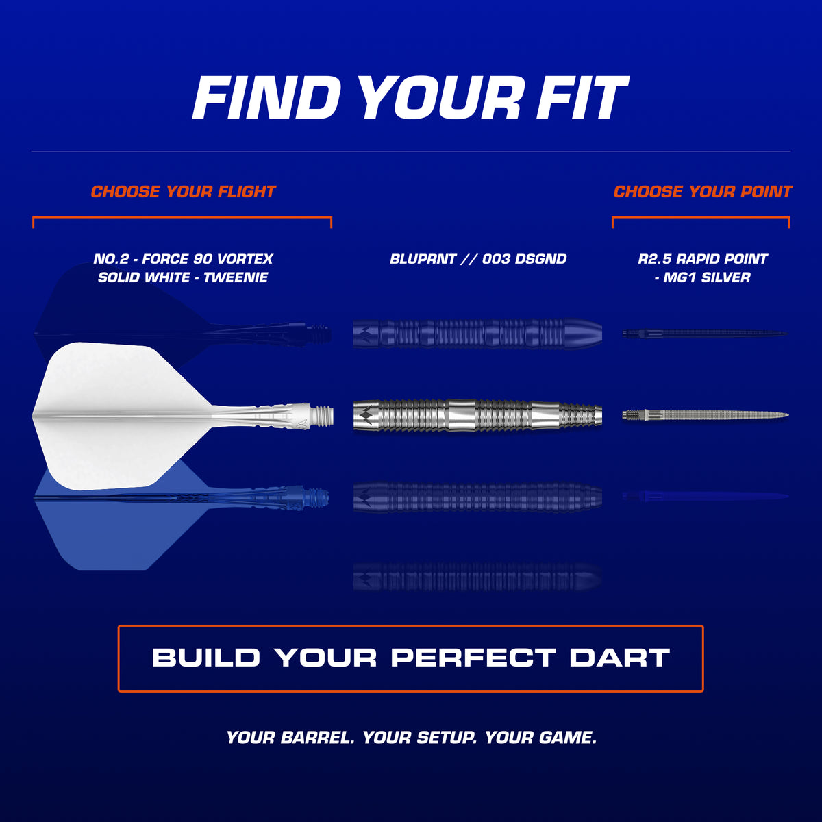 Mission BLUPRNT FORMD 90% tungsten darts - find your fit - flight and shaft pairing guide
