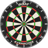 Professional bristle dartboard full front view, isolated on white, clear double and triple rings, crisp high-contrast segmented design