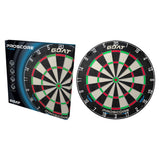 Goat Proscore FLX dartboard shown with its retail box