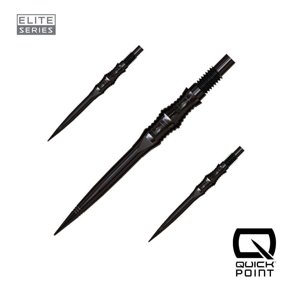 Harrows Apex Spire Elite Series Quick Points in black, 30mm, set of three