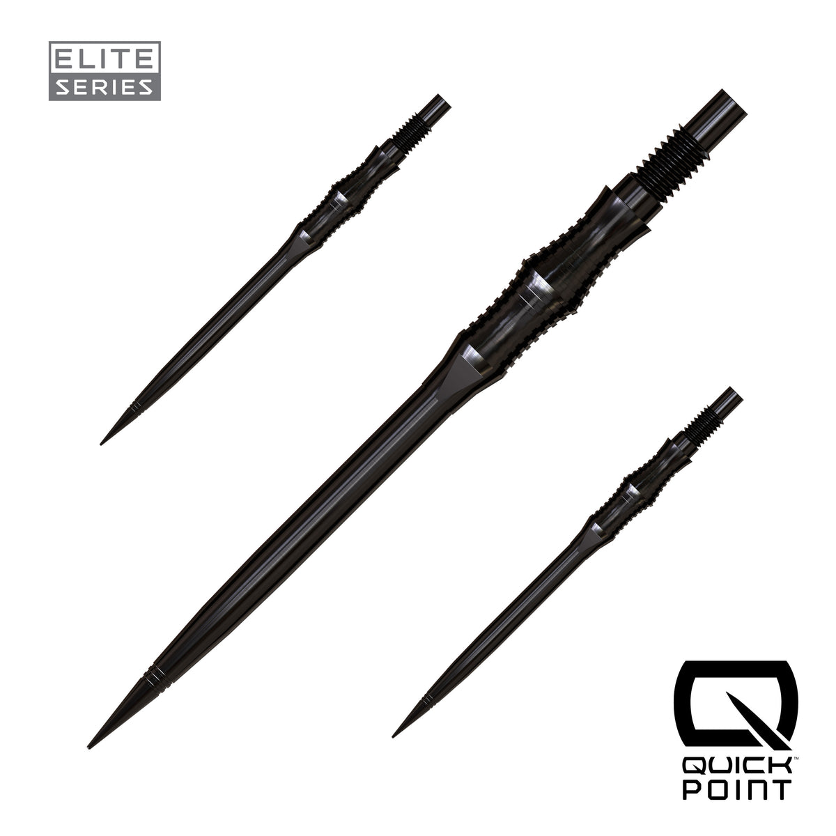 Harrows Apex Spire Elite Series Quick Points in black, 40mm, set of three