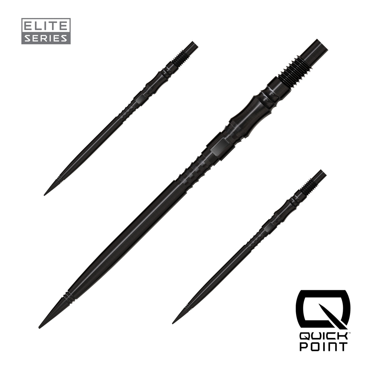 Harrows Axis Elite Series Quick Points in black, 40mm, set of three
