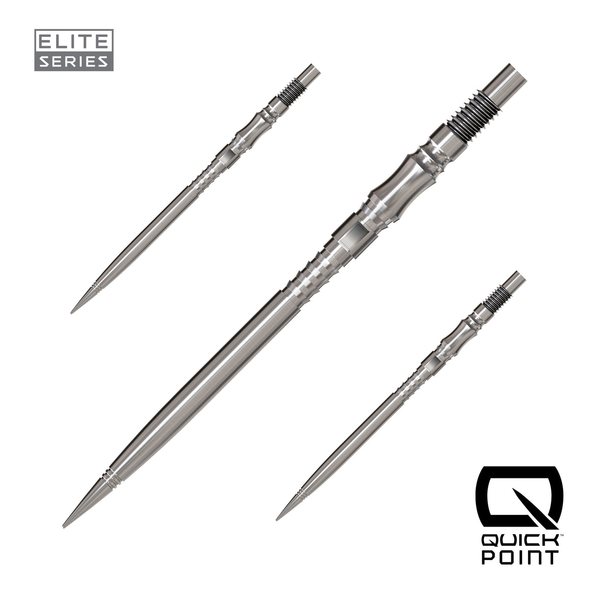 Harrows Axis Elite Series Quick Points in silver, 40mm, set of three