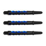 Three carbon dart shafts with blue accents and CARBON ST engraving, full view on white background, ideal for dart setup