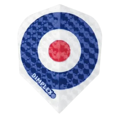 Single Dimplex No.6 dart flight with bullseye target design, textured dimples, isolated on white background for dart accessories