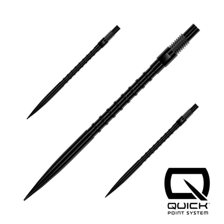 Black HM Grip Quick Points, 40mm, set of three shown on a white background