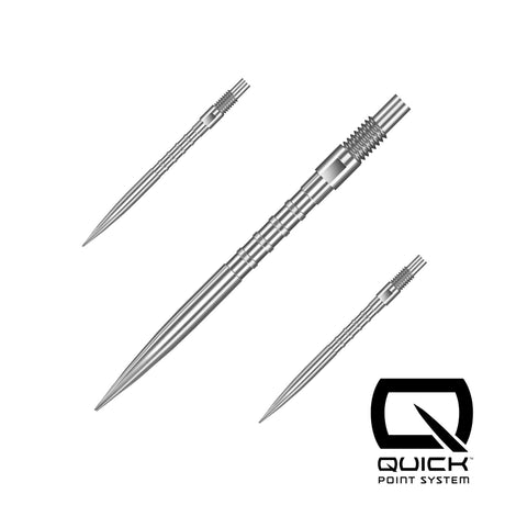 Silver HM Grip Quick Points, 30mm, set of three shown on a white background