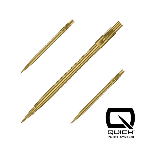 Gold Micro Ridge Quick Points, 35mm, set of three shown on a white background