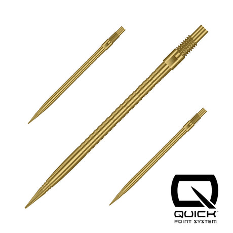 Gold Micro Ridge Quick Points, 40mm, set of three shown on a white background
