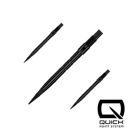 Black Micro Ridge Quick Points, 26mm, set of three shown on a white background