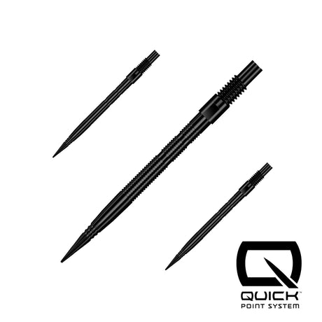 Black Micro Ridge Quick Points, 30mm, set of three shown on a white background