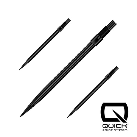 Black Micro Ridge Quick Points, 35mm, set of three shown on a white background