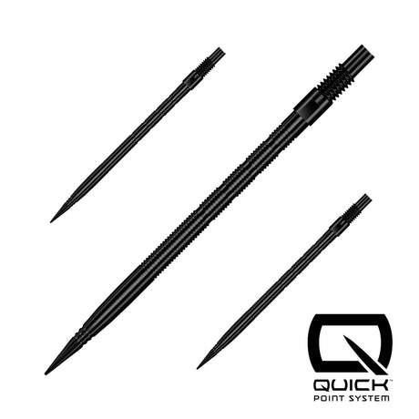 Black Micro Ridge Quick Points, 40mm, set of three shown on a white background