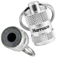 Close-up of dart sharpener key rings with knurled grip and visible sharpening stone, ideal dart accessory for maintaining point tips.