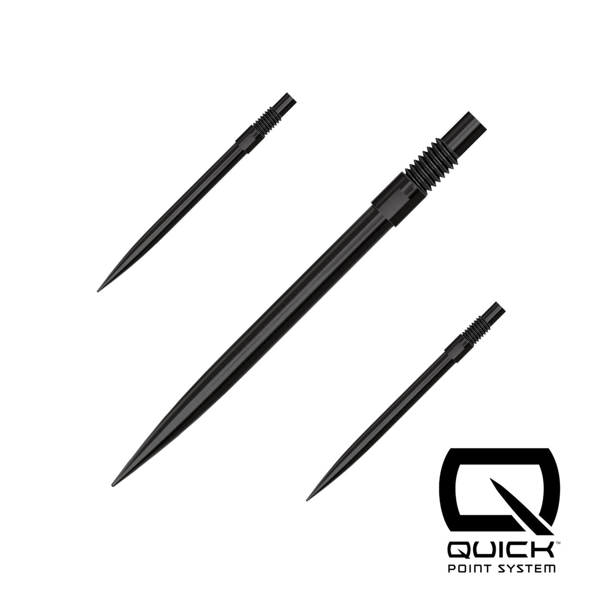 Black Harrows Quick Points, 30mm, set of three shown on a white background