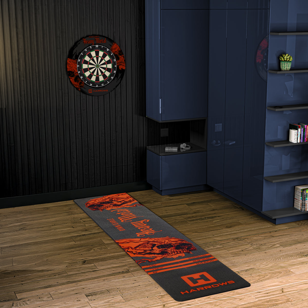 Ryan Searle Heavy Metal dart mat laid out in a home darts setup