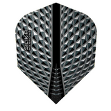 Single Silika Smokey No.2 dart flight with 3D geometric texture, close-up full view, 100 micron durable dart accessory