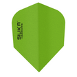 Harrows Silika Solid Green No.6 dart flight standing upright on a white background, solid green Silika coated flight