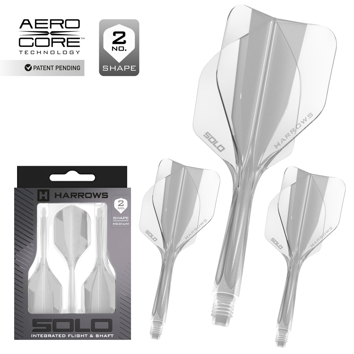 Clear Harrows Solo No.2 integrated flights, set of three with Aero Core packaging