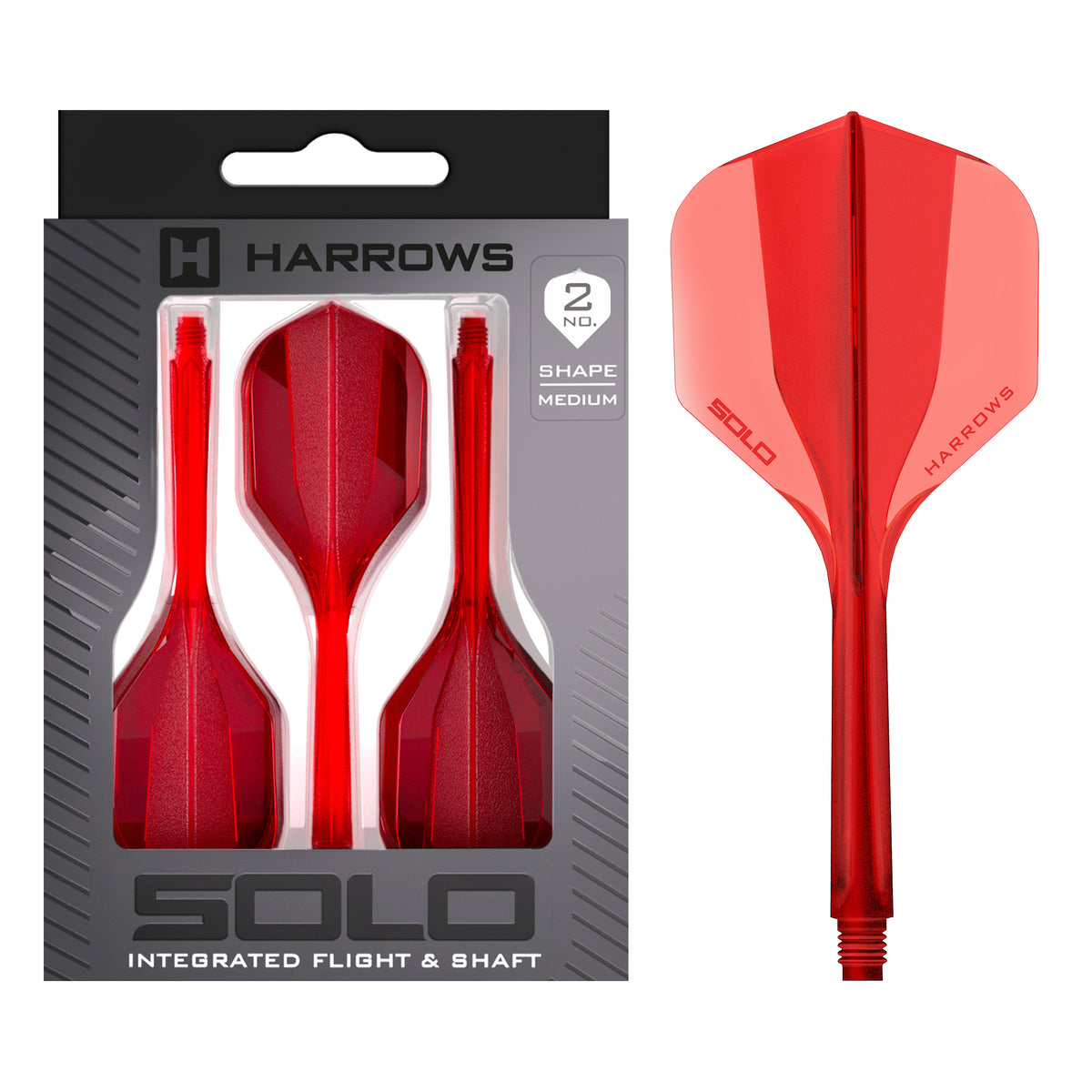 Harrows Solo No.2 in red, Medium length, with retail packaging
