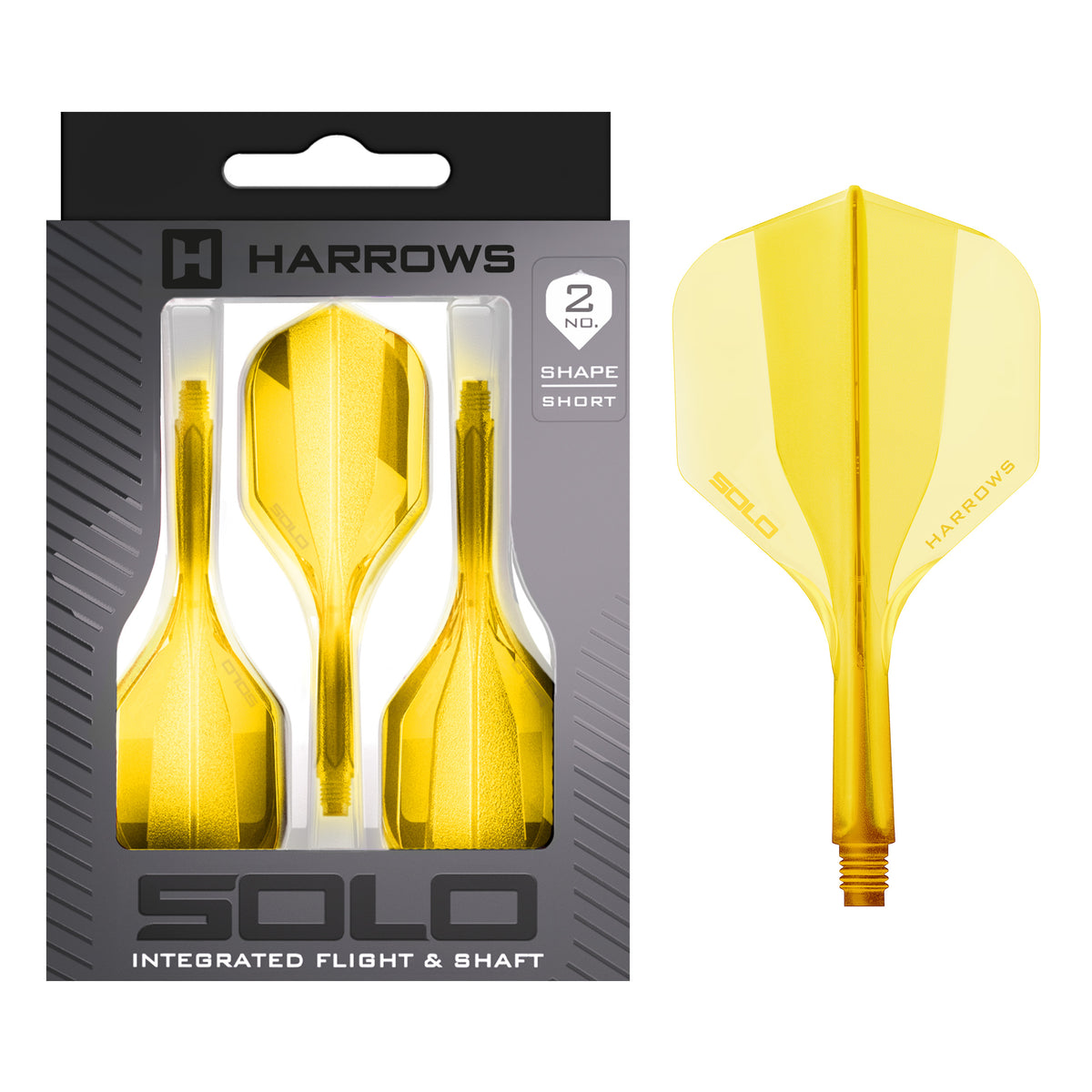 Harrows Solo No.2 in yellow, Short length, with retail packaging