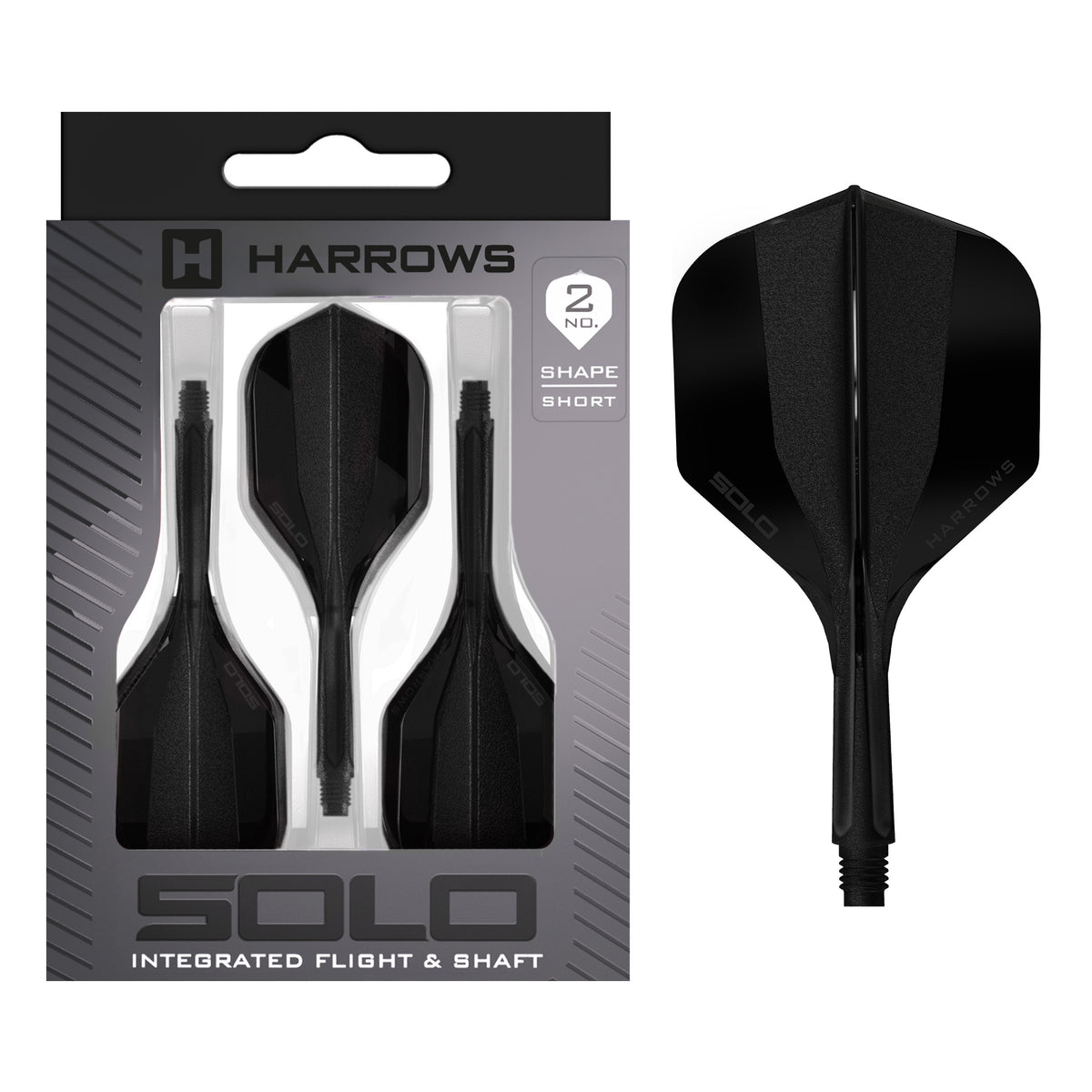 Harrows Solo No.2 in black, Short length, with retail packaging