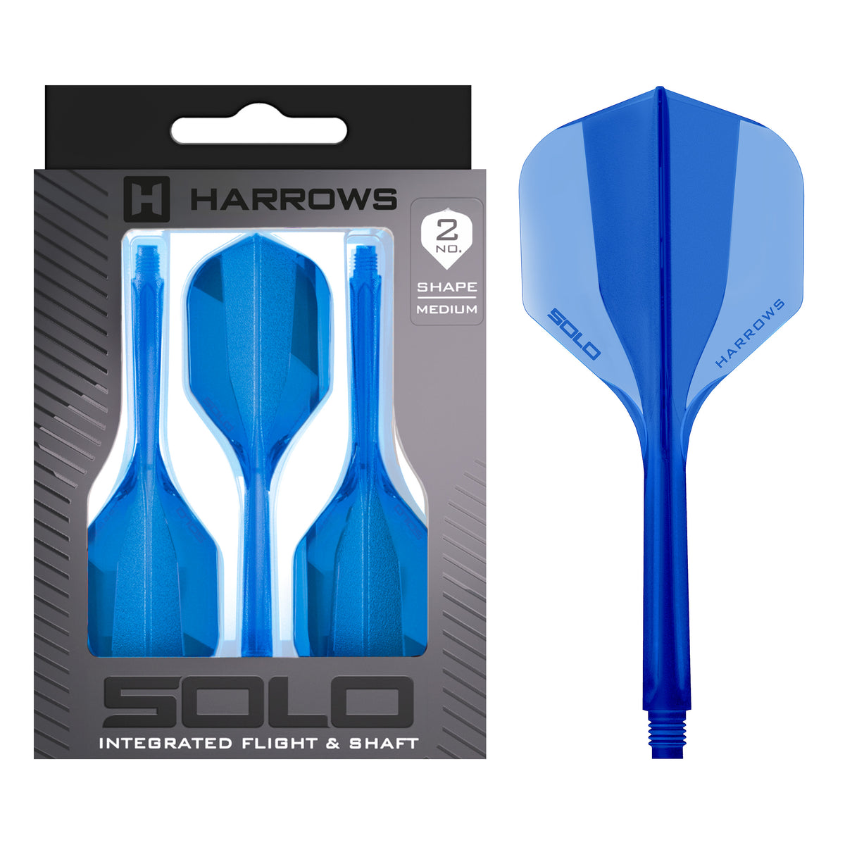Harrows Solo No.2 in blue, Medium length, with retail packaging