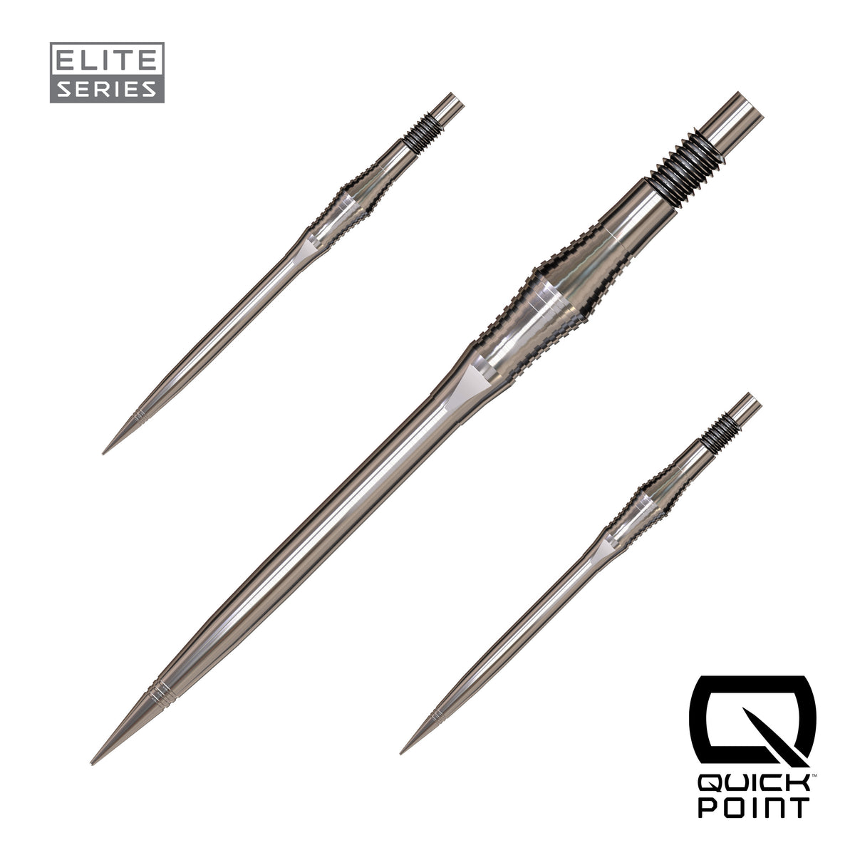 Harrows Spire Elite Series Quick Points in silver, 40mm, set of three