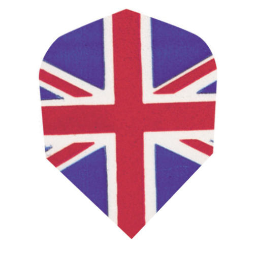 Harrows UK Flag Quadro dart flight standing upright on a white background, Union Jack print in red, white and blue