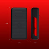 Vault Red dart case front and side views on red background, textured shell with internal red accent, size dimensions shown for dart storage