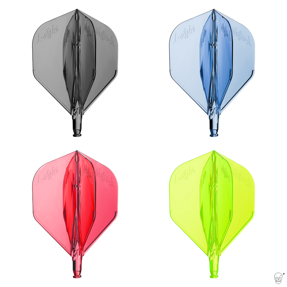 L-Style L-System spare L1 flights in Clear Black, Clear Blue, Clear Red and Neon Yellow