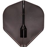 Top-down view of a single black EZ L1 Fantom dart flight, highlighting durable plastic construction and symmetrical flight shape