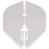 Clear EZ L1 Fantom dart flight full view on white background showing crystal clarity and durable molded construction