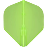 Standard L1 dart flight in translucent green, full front view isolated on white, highlighting durable one-piece molded design