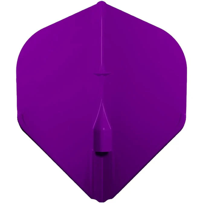 Purple standard dart flight isolated on white background showing full shape and molded design for darts