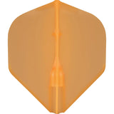 Standard orange dart flight top-down view isolated on white, highlighting the molded one-piece structure for dart players