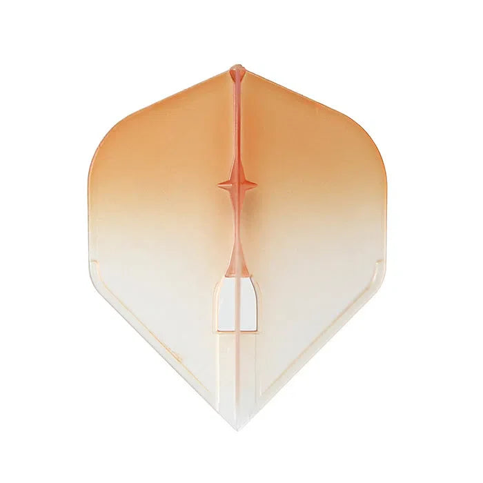 Single L1 EZ dart flight full view on white background showing two-tone orange to white color and reinforced molded construction