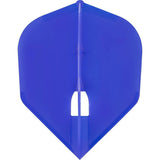 Top-down view of a single blue EZ L3 shape dart flight, isolated on white, showing molded design and structural detail