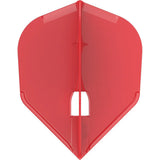 Red EZ L3 shape dart flight full view on white background showing thickness and molded plastic construction