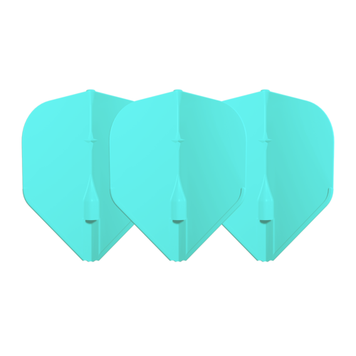 Three turquoise L1 standard dart flights displayed side by side on white background highlighting full flight design and shape