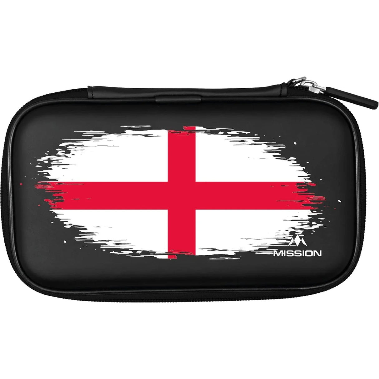 England flag darts case EVA hard shell, full product view, zippered closure, holds two sets, ideal for dart storage