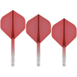 Red to white gradient No.2 dart flights with stems, set of three, upright full view on white background