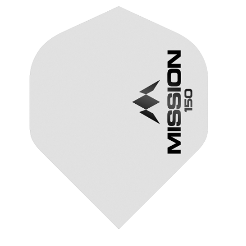 Mission Matte White 150 Micron No.2 dart flight upright on a white background