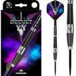 90% tungsten darts full view with packaging, ribbed grip barrel, engraved logo, vibrant flights, ideal for precision dart players