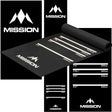 Heavy-duty black rubber darts mat with throw lines and measurements, unrolled for accurate oche distance setup