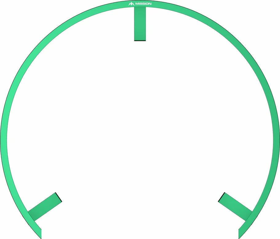 full view of green dartboard lighting ring with three mounting brackets, isolated on white background for dartboard setup