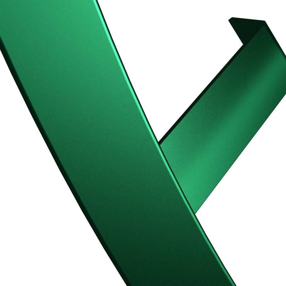 Macro close-up of green metal bracket detail on dartboard lighting system, highlighting smooth finish and construction